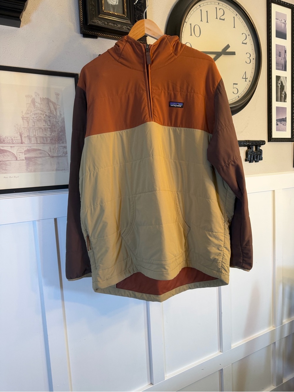 Patagonia Men's Two-Tone Hooded Pullover Jacket - Brown/Tan XXL k442